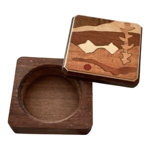 Inlaid Wooden Pill / Ring / Trinket Box